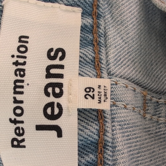 REFORMATION Cynthia Patch High Rise Straight Leg Jeans Tahoe Wash Size 29 - Picture 11 of 13
